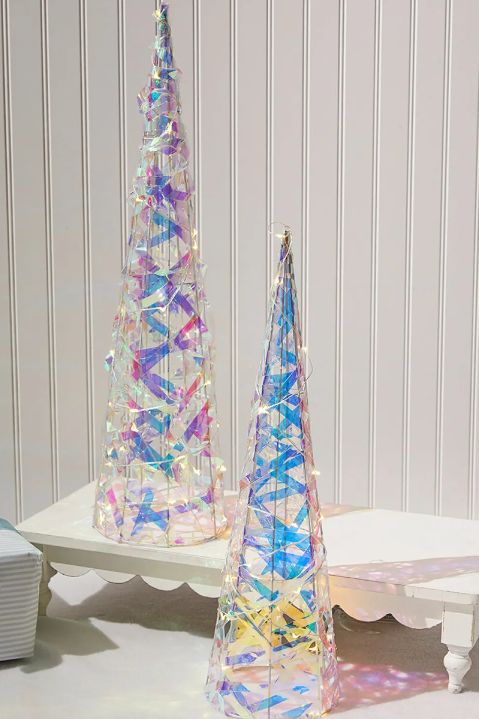 LED Iridescent Trees (Battery Operated) - Set of 2