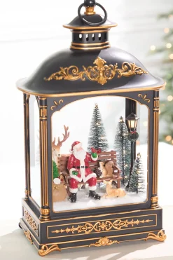17.5" LED Lantern with Santa and Animals