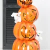 28" LED Resin Pumpkin Stack with Ghost
