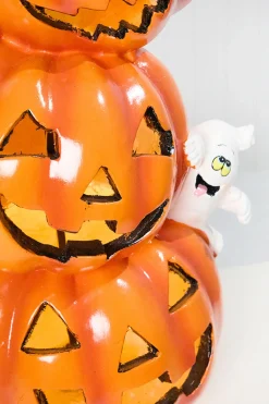 28" LED Resin Pumpkin Stack with Ghost