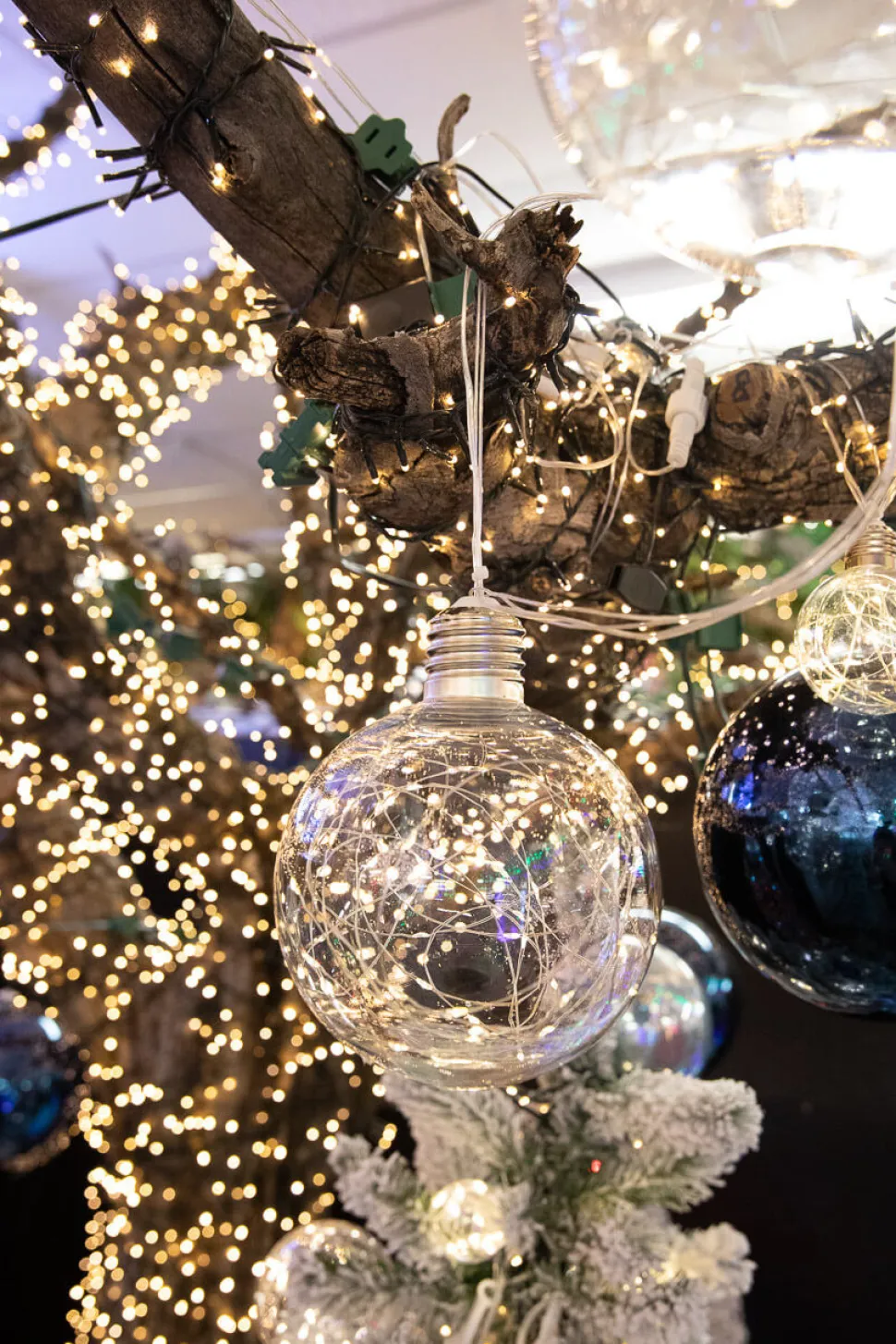 LED String Lights with Clear Balls - 6" Orbs