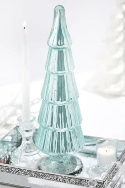 15" Light Blue Mercury Glass Tabletop Tree