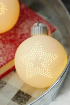 4” Lighted Ceramic Ball Ornament