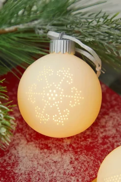 4” Lighted Ceramic Ball Ornament