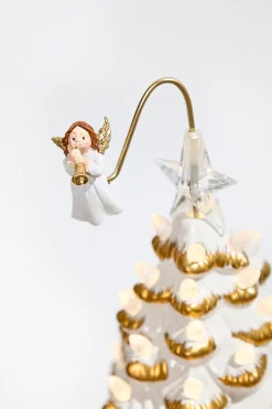 10" Lighted Ceramic Christmas Tree With Rotating Angel