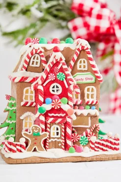 9" Lighted Clay Dough Holiday Gingerbread House