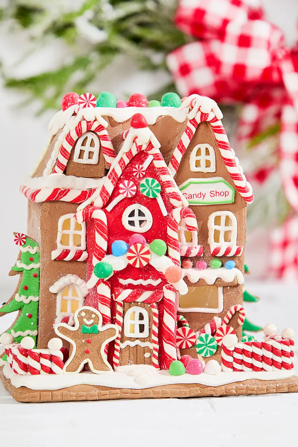 9" Lighted Clay Dough Holiday Gingerbread House