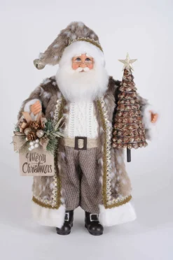 Lighted Natural Fawn Santa