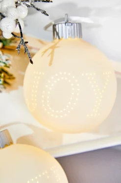 3" Lighted Text Ceramic Ornament