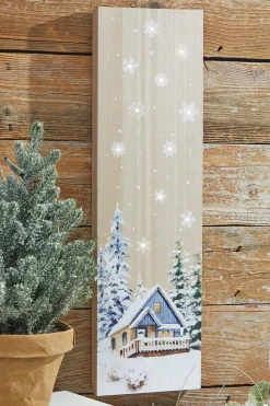 24” Lighted Winter Wood Wall Art