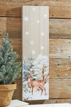 24” Lighted Winter Wood Wall Art