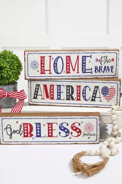 15.75" Lighted Wood Americana Block