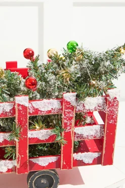 21" Lighted Wood Holiday Truck With Tree