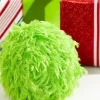 4" Lime Green Furry Fabric Ball Ornament