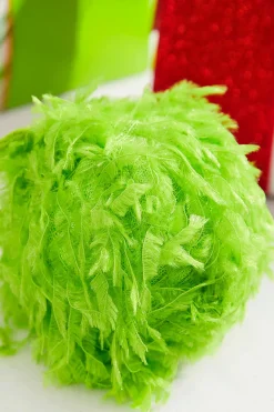 3" Lime Green Furry Fabric Ball Ornament