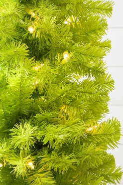 7' Lime Green Whimsical Tree with LED Lights