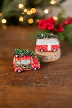 3.7” L Resin Holiday Vehicle with Tree Ornament