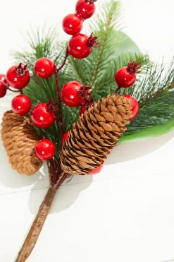 16" Magnolia Leaf Berry Cone Pick