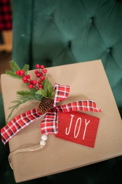 9” MDF “Joy” Tag with Bow Ornament