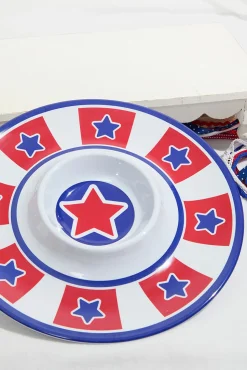 15" Melamine Americana Chip & Dip Plate