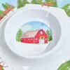 14.96" Melamine Holiday Barn Design Chip & Dip Plate