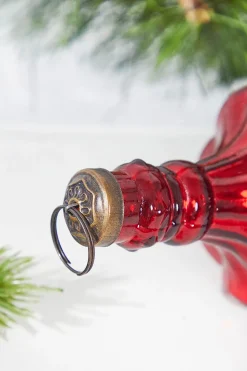 7.25” Mercury Glass Red Chandelier Drop Ornament