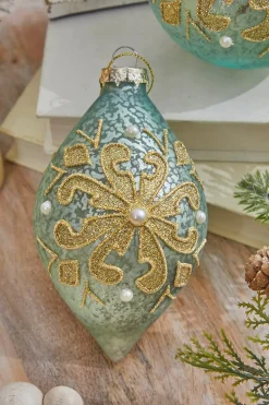 4" Mercury Glitter Bead/Pearl Ornament