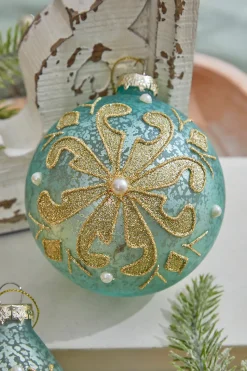 4" Mercury Glitter Bead/Pearl Ornament