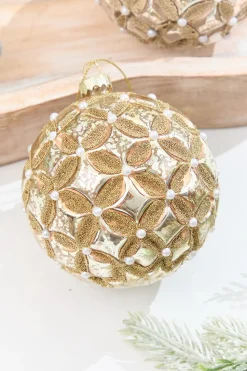 5” Mercury & Pearl Beaded Glass Ornament