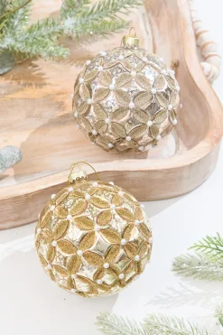 5” Mercury & Pearl Beaded Glass Ornament