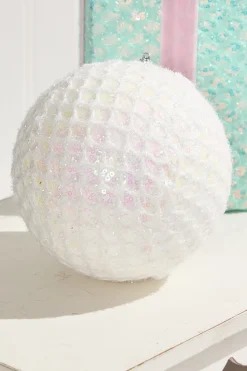 6" Mesh Ball Ornament - White