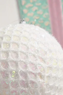 6" Mesh Ball Ornament - White