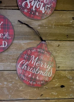 8.6” Metal Buffalo Check Christmas Ornaments