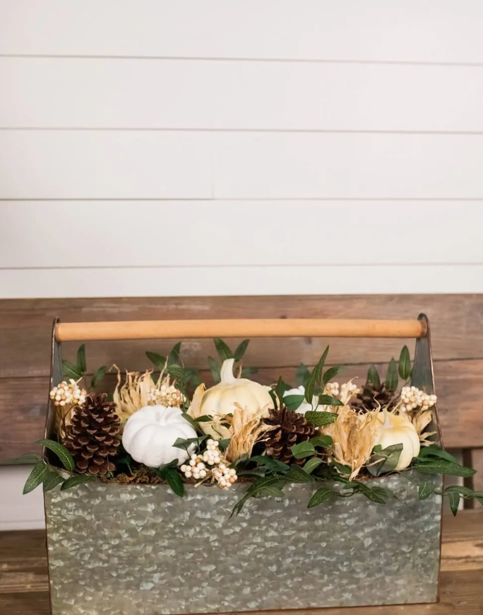 22” Metal Container with Harvest Arrangement