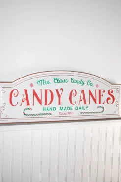 28” Metal Embossed Candy Cane Wall Sign