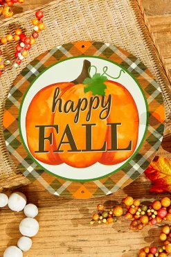 8" Metal Happy Fall/Pumpkin