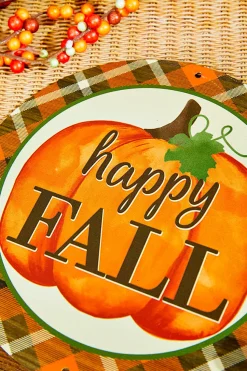 8" Metal Happy Fall/Pumpkin