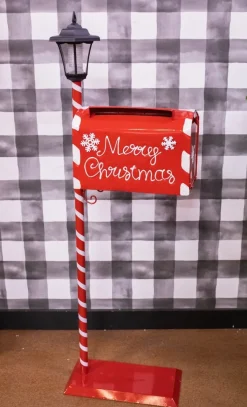 49.2” Metal Holiday Mail Box with Solar Light Lantern