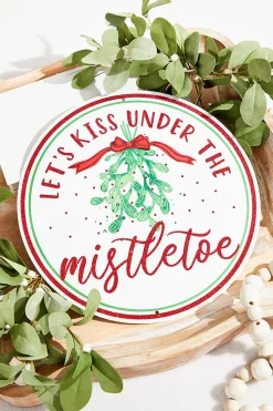 12" Metal "Lets Kiss Under the Mistletoe" Sign