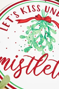12" Metal "Lets Kiss Under the Mistletoe" Sign