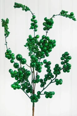 18” Metallic Dew Berry Spray - Emerald