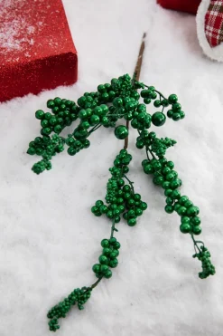 18” Metallic Dew Berry Spray - Emerald