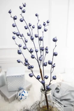 30” Metallic Navy Mini Pomegranate Christmas Spray