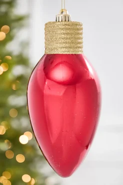9" Metallic Red Light Bulb Ornament