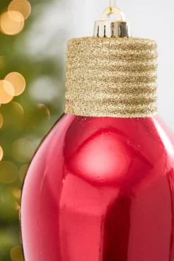 9" Metallic Red Light Bulb Ornament