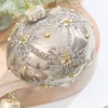 4" Metallic Taupe & Glitter Glass Ornament