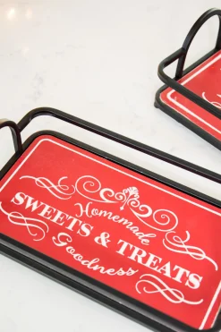 Metal & Wood Engraved Holiday Trays - Set of 2
