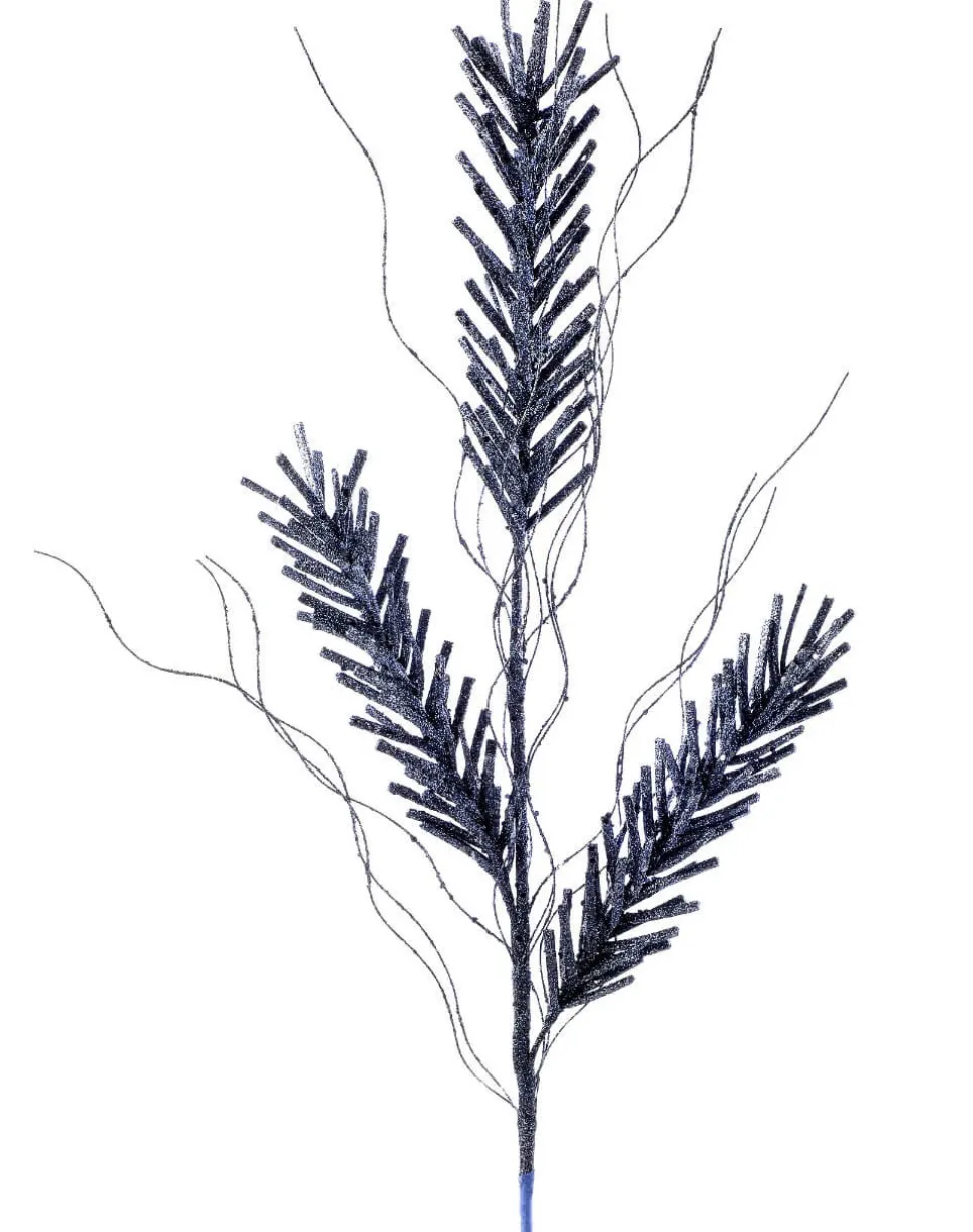 30” Midnight Blue Glitter Pine Spray