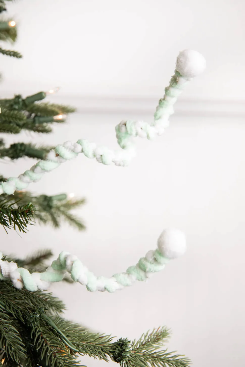 25” Mini Cottonball Peppermint Christmas Spray - Green/White