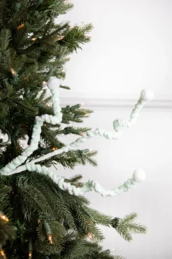 25” Mini Cottonball Peppermint Christmas Spray - Green/White
